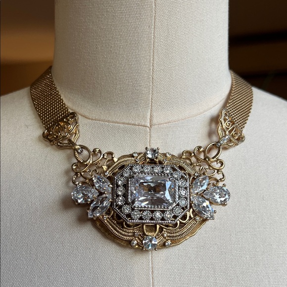 Vintage Carolee Gold and Silver Crystal Bridgerton Necklace Choker RARE NWOT - Picture 1 of 10